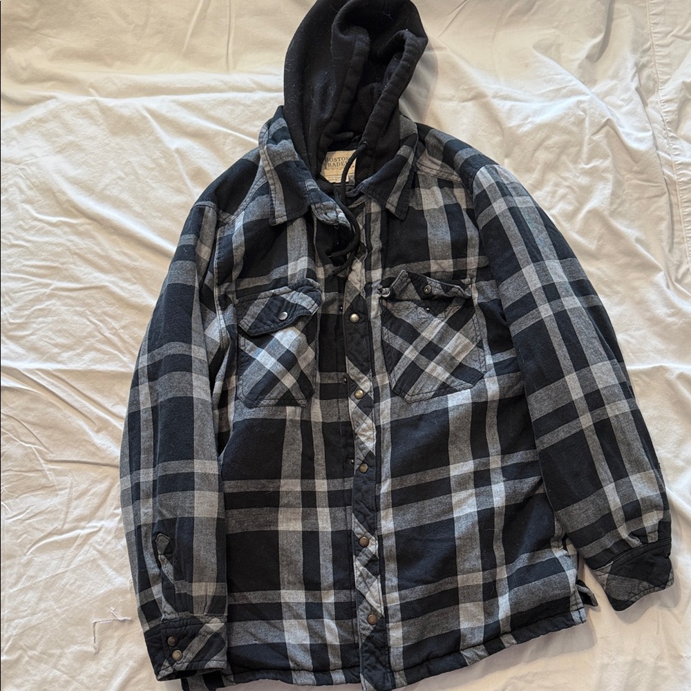 Boston Traders Black and Gray Plaid Shirt Jacket